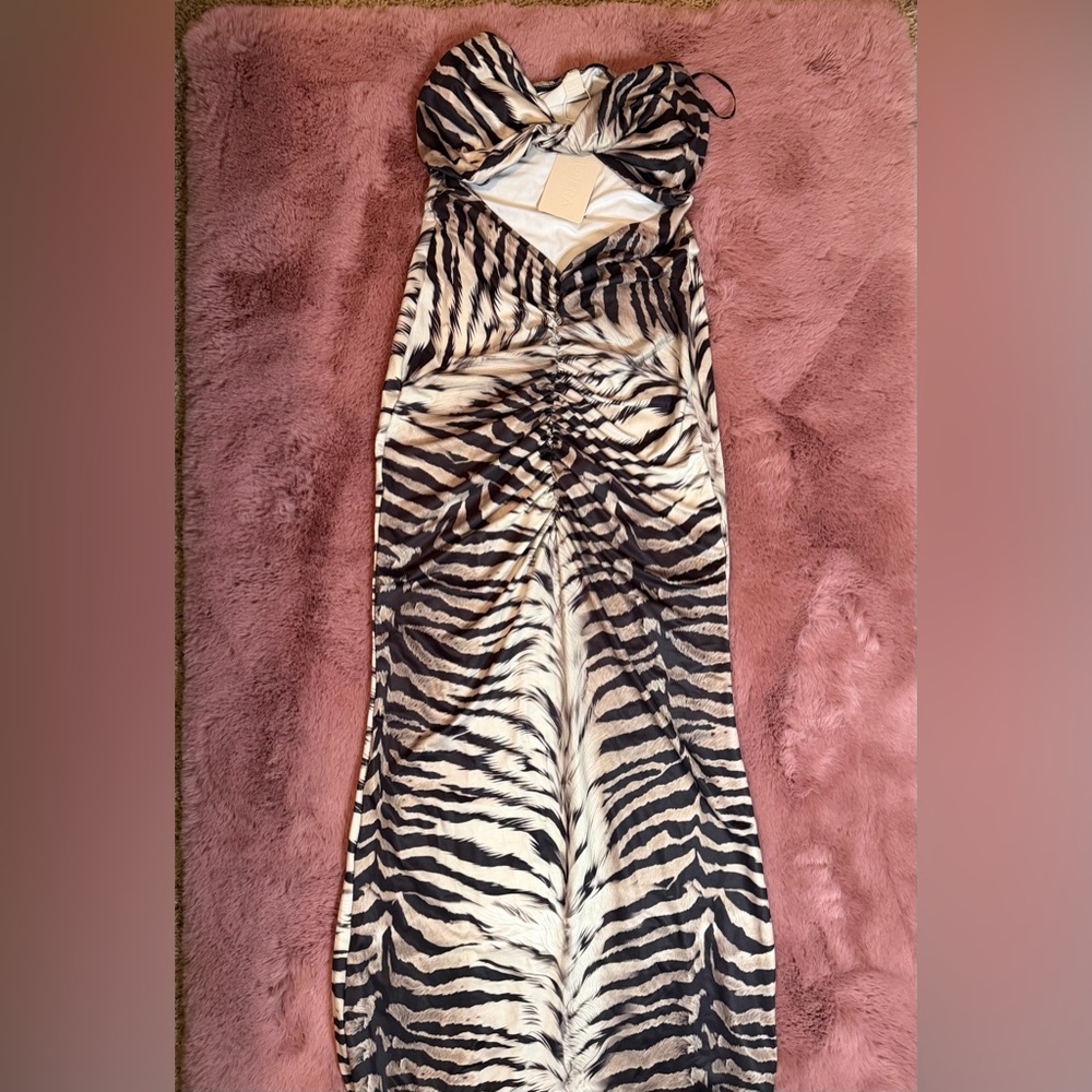 Zebra Print Ruched Dress